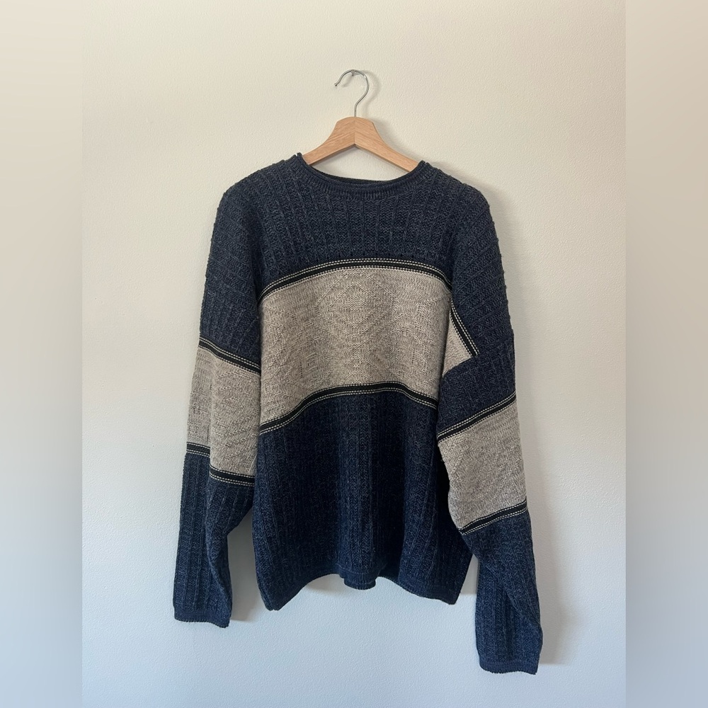 Y2K Vintage David Taylor Men's Heavy Knit USA-Made 100%-Acrylic Sweater (L)